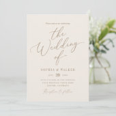 Elegant Ivory and Gold Calligraphy Wedding Kaart (Staand voorkant)