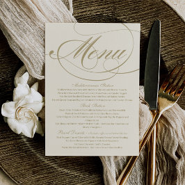 Elegant Ivory and Gold Calligraphy Wedding Kaart