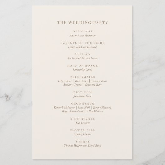 Elegant Ivory and Gold Calligraphy Wedding Program (Achterkant)