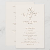 Elegant Ivory and Gold Calligraphy Wedding Program (Voorkant / Achterkant)