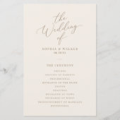 Elegant Ivory and Gold Calligraphy Wedding Program (Voorkant)