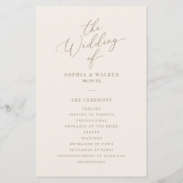 Elegant Ivory and Gold Calligraphy Wedding Program