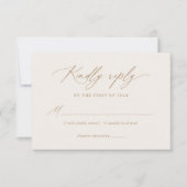 Elegant Ivory and Gold Calligraphy Wedding RSVP Kaartje (Voorkant)
