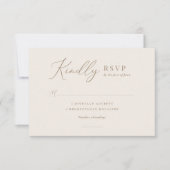 Elegant Ivory and Gold Calligraphy Wedding RSVP Kaartje (Voorkant)