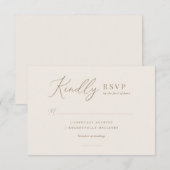 Elegant Ivory and Gold Calligraphy Wedding RSVP Kaartje (Voorkant / Achterkant)