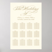 Elegant Ivory and Gold Calligraphy Wedding Seating Poster (Voorkant)