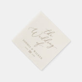 Elegant Ivory and Gold Calligraphy Wedding Servet (Hoek)