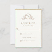 Elegant Ivory and Gold Monogram Wedding RSVP (Voorkant)