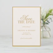 Elegant Ivory and Gold Old Money Wedding Save The Date (Staand voorkant)