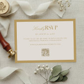 Elegant Ivory and Gold Wedding RSVP Kaartje