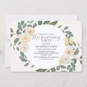 Elegant Ivory and Green Housewarming Party Kaart
