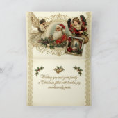 Elegant Ivory and Red Victorian Christmas Collage Feestdagen Kaart (Binnen)