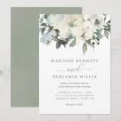 Elegant Ivory and Sage Floral Greenery Wedding Kaart (Voorkant / Achterkant)