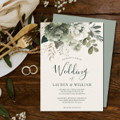 Elegant Ivory and Sage Floral Greenery Wedding Kaart