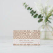 *~* Elegant Ivory  Antiek Floral Damask Visitekaartje (Staand voorkant)