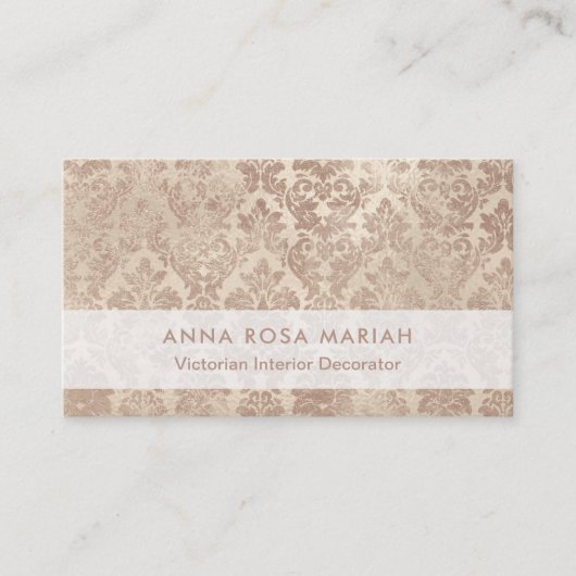 *~* Elegant Ivory  Antiek Floral Damask Visitekaartje (Voorkant)