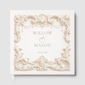 Elegant Ivory Baroque Square Gastenboek (Voorkant)