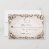 Elegant Ivory Baroque Wedding Response Card RSVP Kaartje (Voorkant)