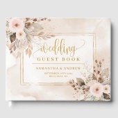Elegant Ivory Beige Gold Boho Wedding Guest Book Gastenboek (Voorkant)