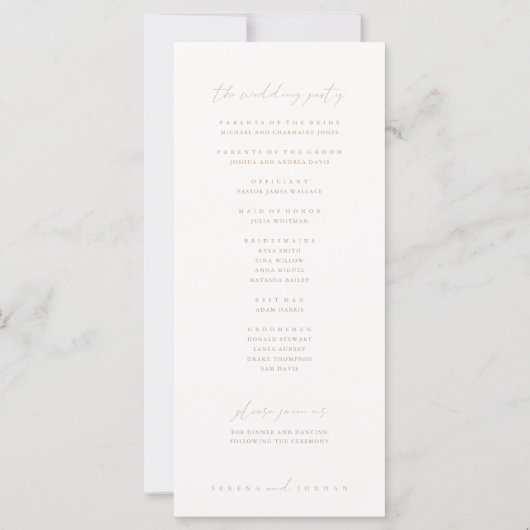 Elegant Ivory & Beige Wedding Ceremony Programme (Achterkant)
