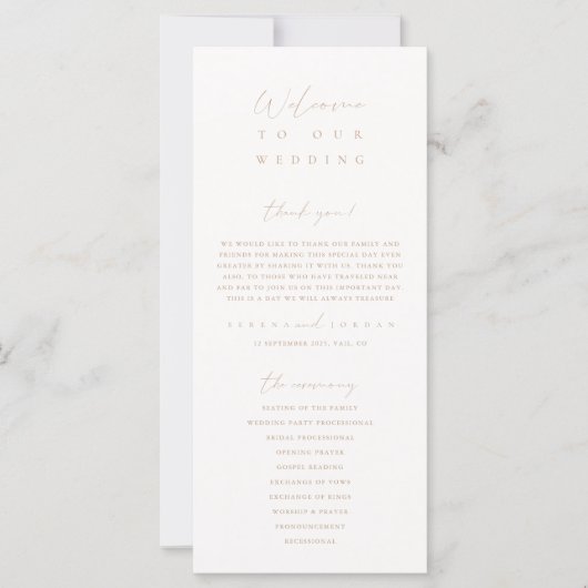 Elegant Ivory & Beige Wedding Ceremony Programme (Voorkant)