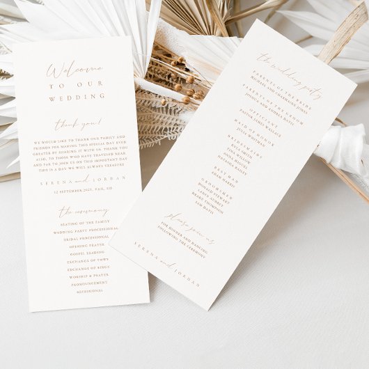 Elegant Ivory & Beige Wedding Ceremony Programme