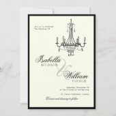 Elegant Ivory Black and white Photo Wedding Kaart (Voorkant)