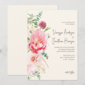 Elegant Ivory Blush Pink Floral Script Kaart (Voorkant / Achterkant)