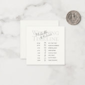 Elegant Ivory Bold Script Wedding Timeline Program Notitiekaartje (Voorkant / Achterkant in situ)