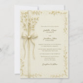 Elegant Ivory Bow and Botanical Floral Wedding Kaart (Voorkant)