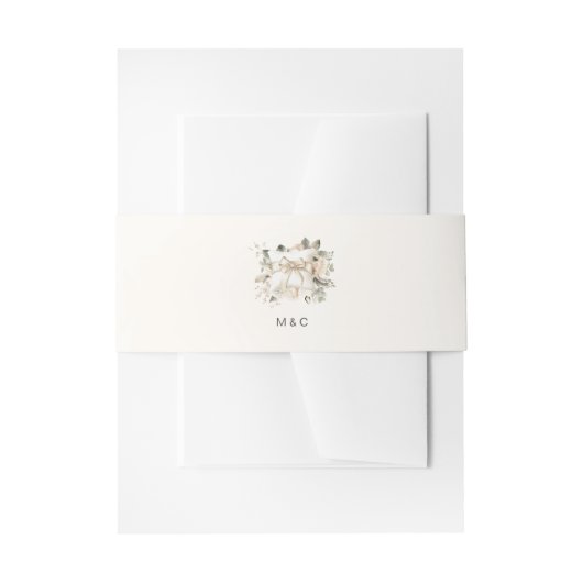 Elegant Ivory Bow Floral Wedding Uitnodigingen Wikkel (Voorkant Voorbeeld)