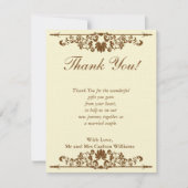 Elegant Ivory/bruin Wedding Flat Hartelijk dank Kaart (Voorkant)