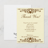 Elegant Ivory/bruin Wedding Flat Hartelijk dank Kaart (Voorkant / Achterkant)