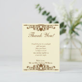 Elegant Ivory/bruin Wedding Flat Hartelijk dank Kaart (Staand voorkant)
