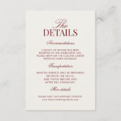 Elegant Ivory Burgundy Wedding  Informatiekaartje (Voorkant)
