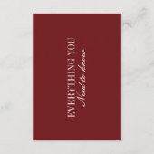Elegant Ivory Burgundy Wedding  Informatiekaartje (Achterkant)