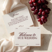 Elegant Ivory & Burgundy Wedding Welcome Card Kaart