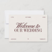 Elegant Ivory & Burgundy Wedding Welcome Card Kaart (Voorkant)