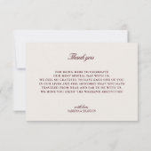 Elegant Ivory & Burgundy Wedding Welcome Card Kaart (Achterkant)