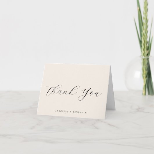Elegant Ivory Calligraphy Wedding Message Bedankkaart (Voorkant)