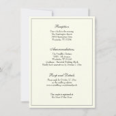 Elegant Ivory Classic Wedding Reception Kaart (Voorkant)