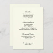 Elegant Ivory Classic Wedding Reception Uitnodigin Kaart (Voorkant / Achterkant)