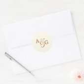 Elegant Ivory Copper Ampersand Monogram Weddenscha Ronde Sticker (Envelop)