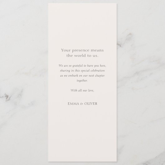 Elegant Ivory Copper Script Double Side Wedding  Menu (Achterkant)