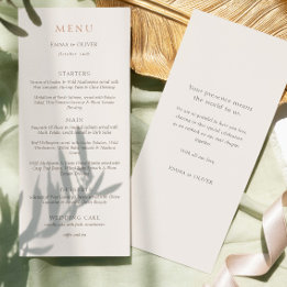 Elegant Ivory Copper Script Double Side Wedding Menu