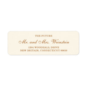 Elegant Ivory Copper Script Wedding Return Address Etiket