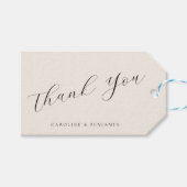 Elegant Ivory Cream Calligraphy Weddenschap Hartel Cadeaulabel (Voorkant (Horizontaal))