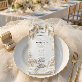 Elegant Ivory Cream Faux Sculpted Fine Art Menu