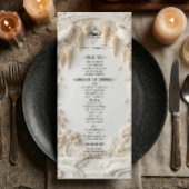 Elegant Ivory Cream Faux Sculpted Fine Art Menu