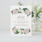Elegant Ivory Cream Floral 18e verjaardag Kaart (Staand voorkant)
